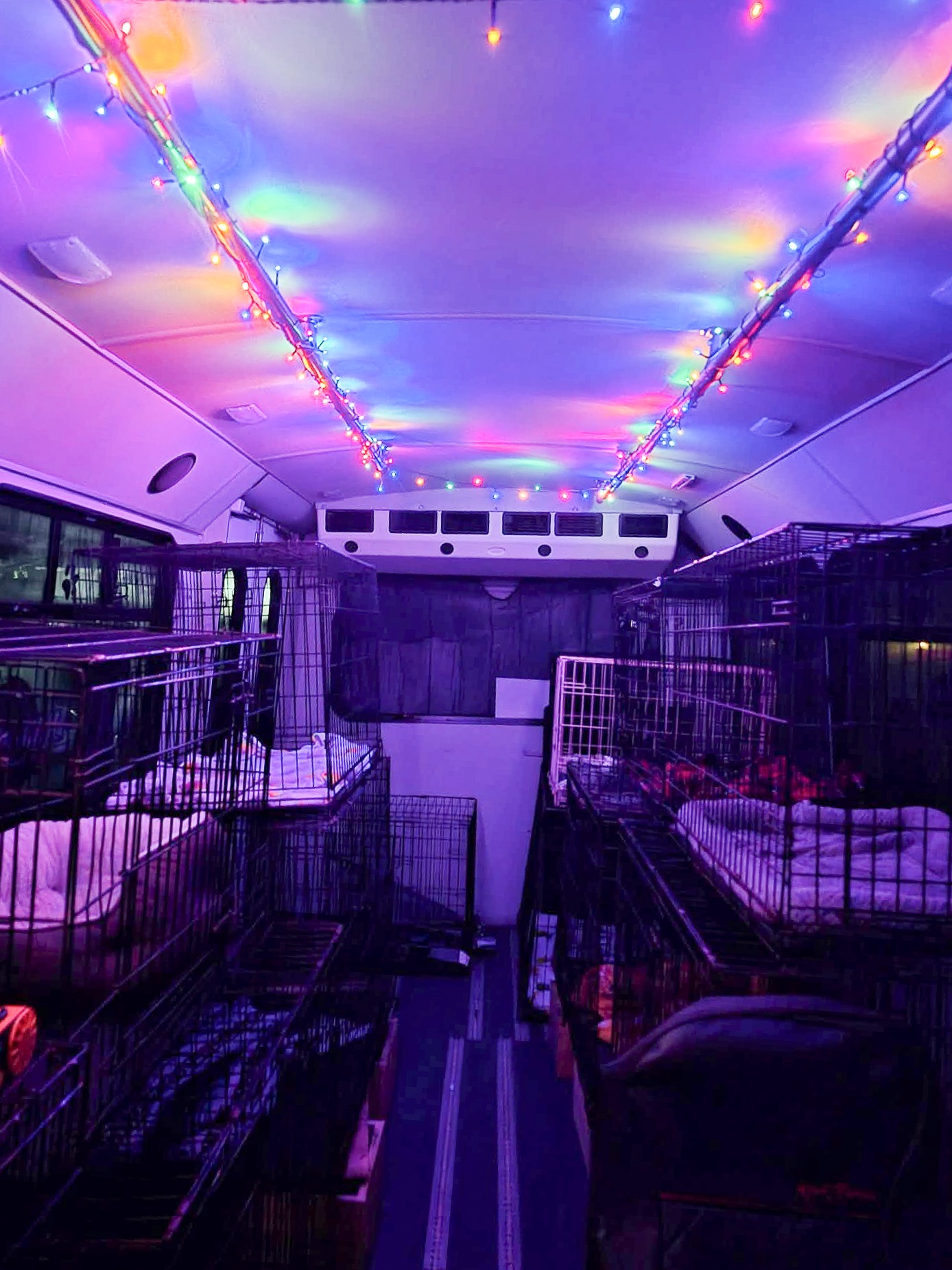 Interior of shuttle with individual crates